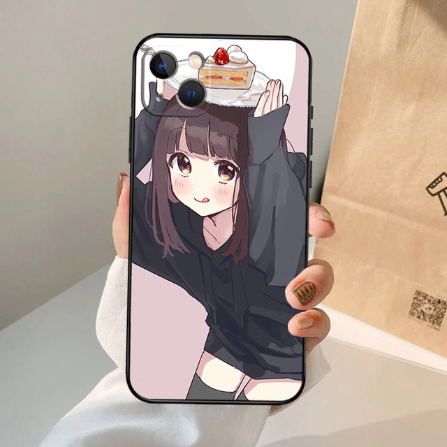 Girl anime cute Menhera chan Phone Case For iPhone 15 14 11 12 13 Pro Max  Mini SE 2020 7 8 Plus X XS Max XR Cover Coque - AliExpress